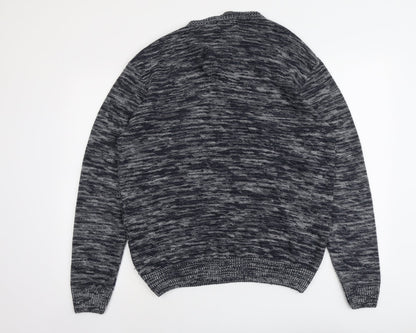 Sanstone&Co Mens Blue Round Neck Acrylic Pullover Jumper Size M Long Sleeve