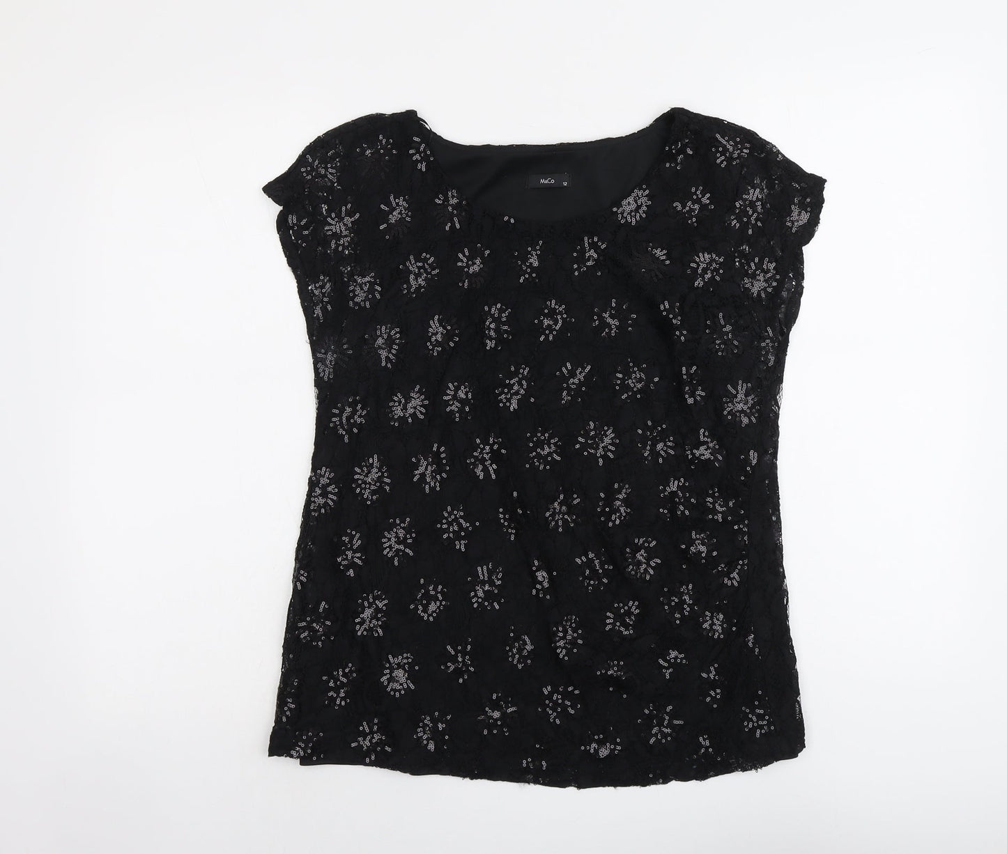 Womens UK Size 12 M&Co Black Basic Blouse