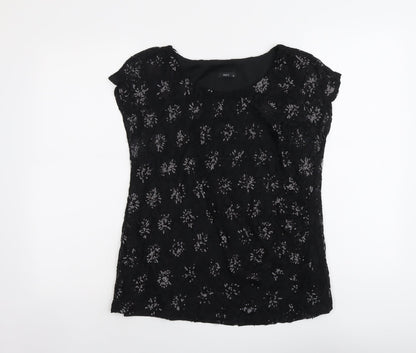 Womens UK Size 12 M&Co Black Basic Blouse