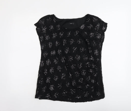 Womens UK Size 12 M&Co Black Basic Blouse