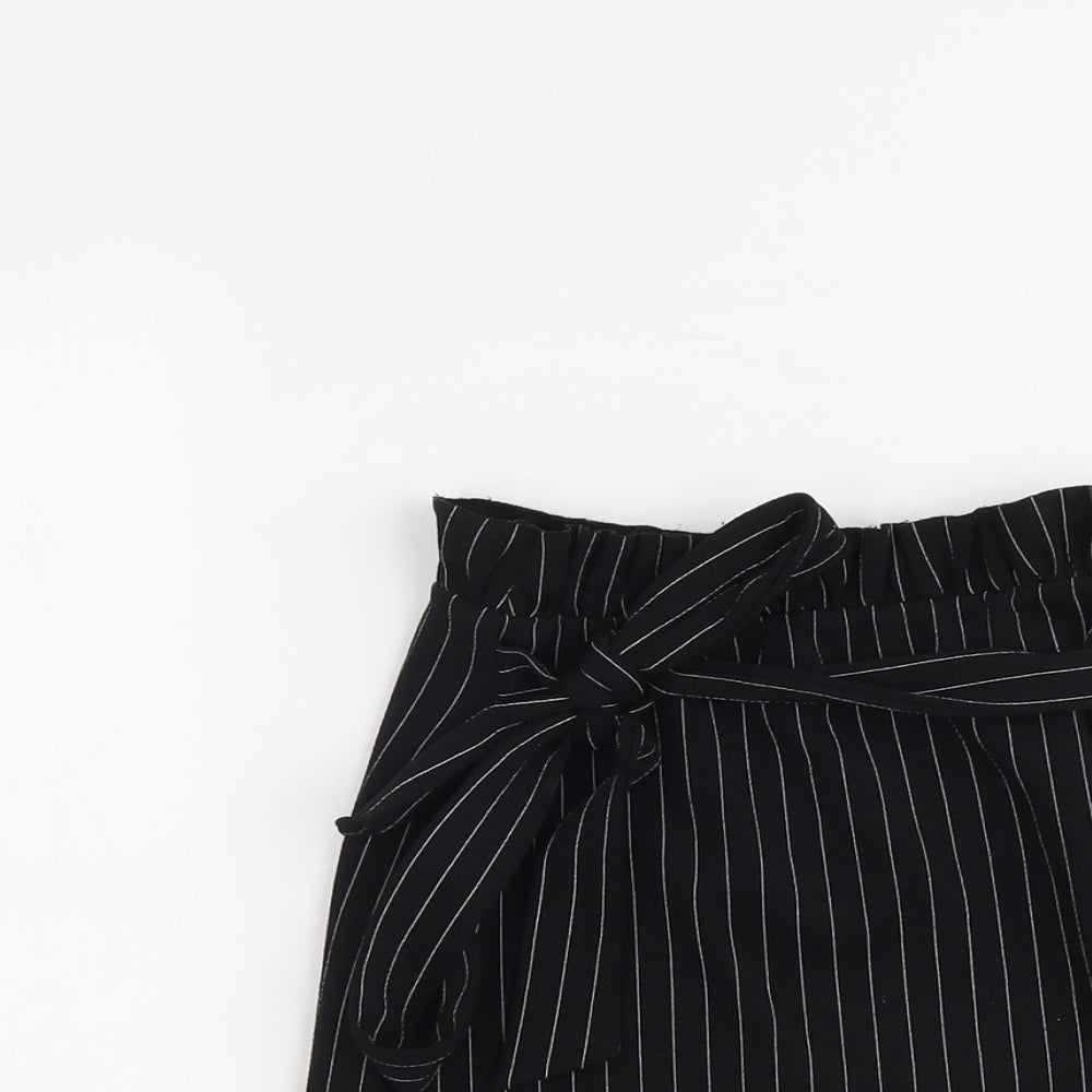 PRETTYLITTLETHING Womens Black Striped Polyester A-Line Skirt Size 4