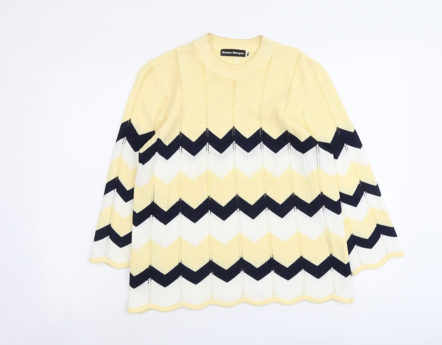 Womens UK Size M Emma Morgan Yellow Pullover Jumper