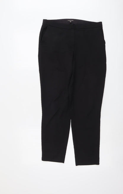 Womens UK Size 10 Warehouse Regular Fit Chino Black Trousers