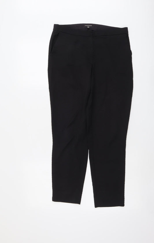 Womens UK Size 10 Warehouse Regular Fit Chino Black Trousers
