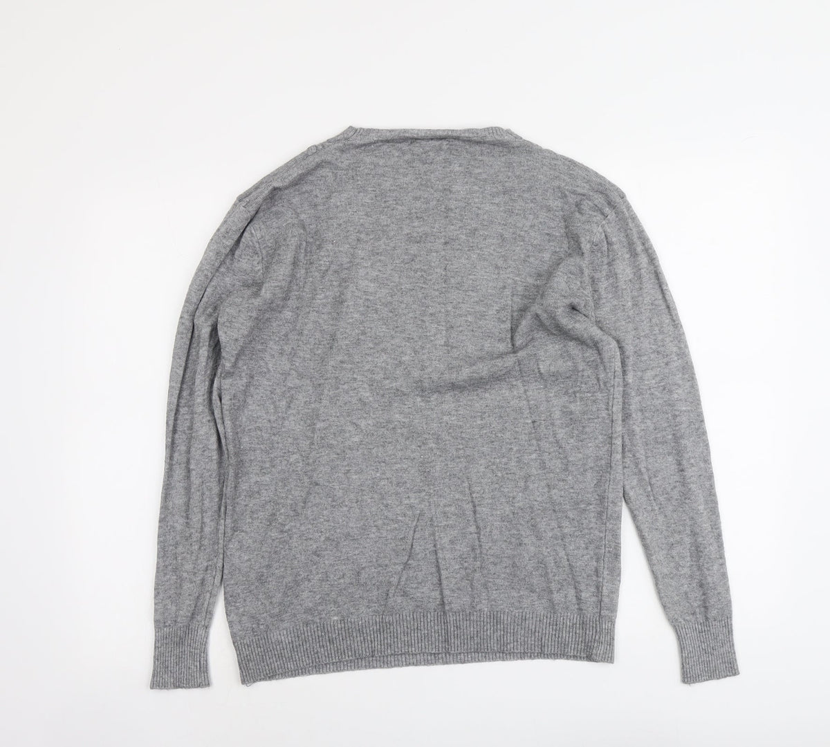 Lin.H.H Womens Grey Round Neck Viscose Pullover Jumper Size M