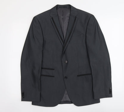 bruno banani Mens Grey Polyester Jacket Suit Jacket Size S Regular