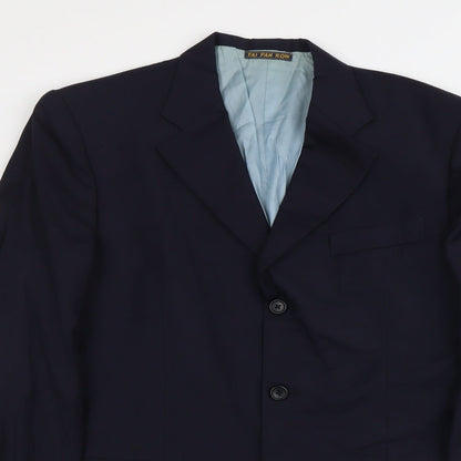Tai Pan Row Mens Blue Polyester Jacket Suit Jacket Size L Regular