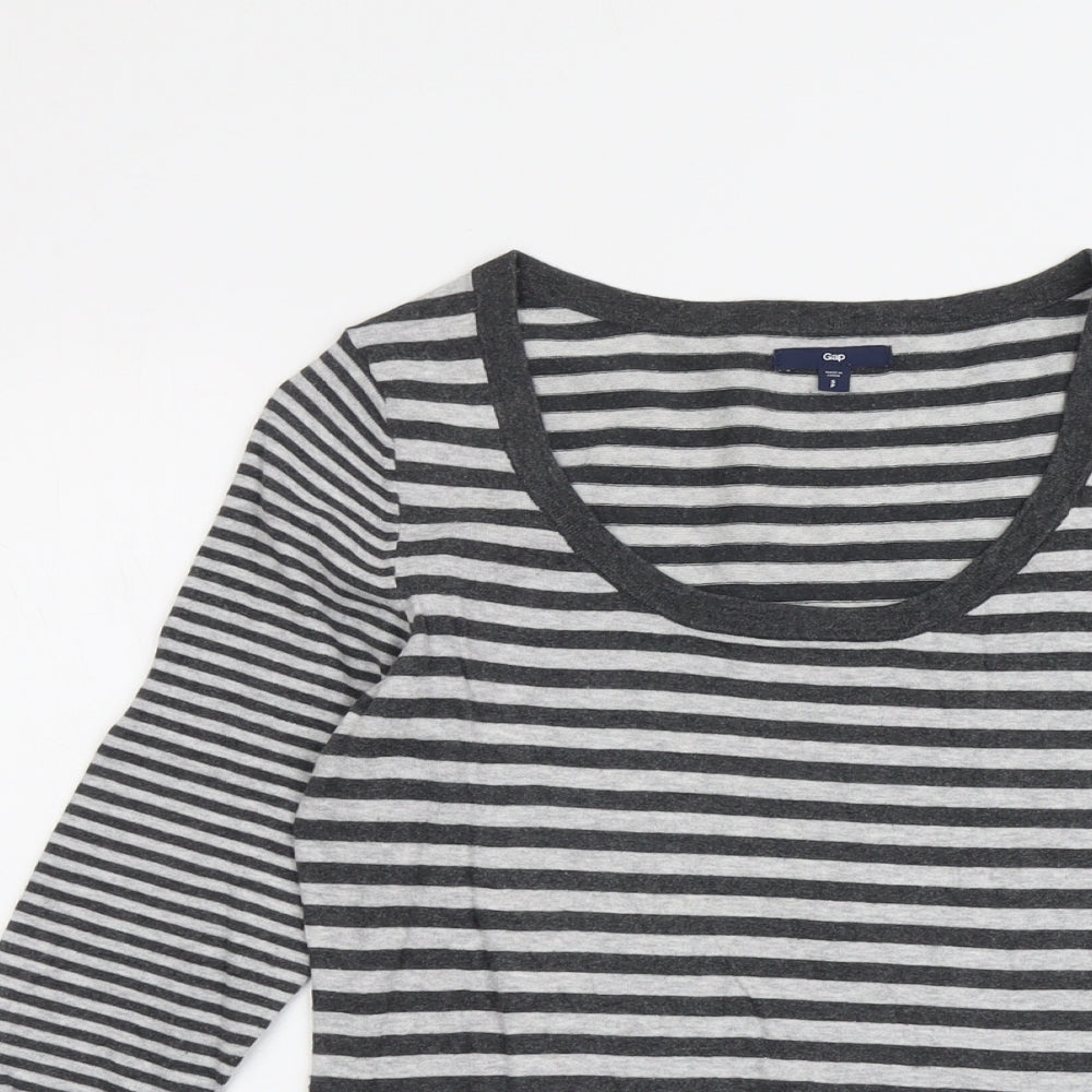 Gap Womens Grey Scoop Neck Striped Acrylic Pullover Jumper Size S