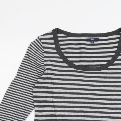 Gap Womens Grey Scoop Neck Striped Acrylic Pullover Jumper Size S