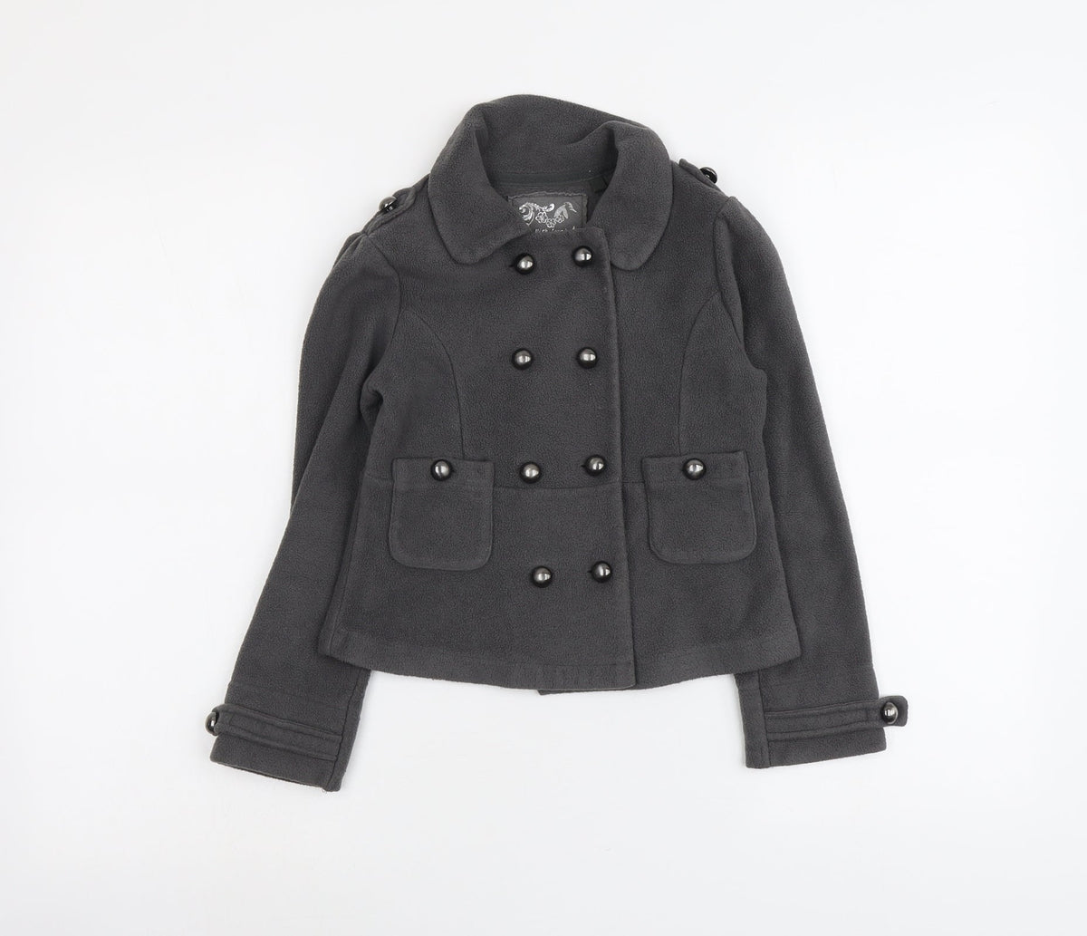 Next Girls Grey Military Jacket Jacket Size 9 Years Button