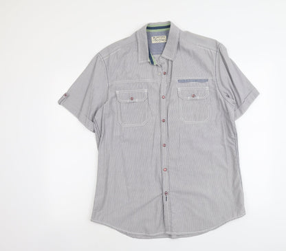 Mens UK Size L Burton Grey  Button-Up Short Sleeve Casual Shirt