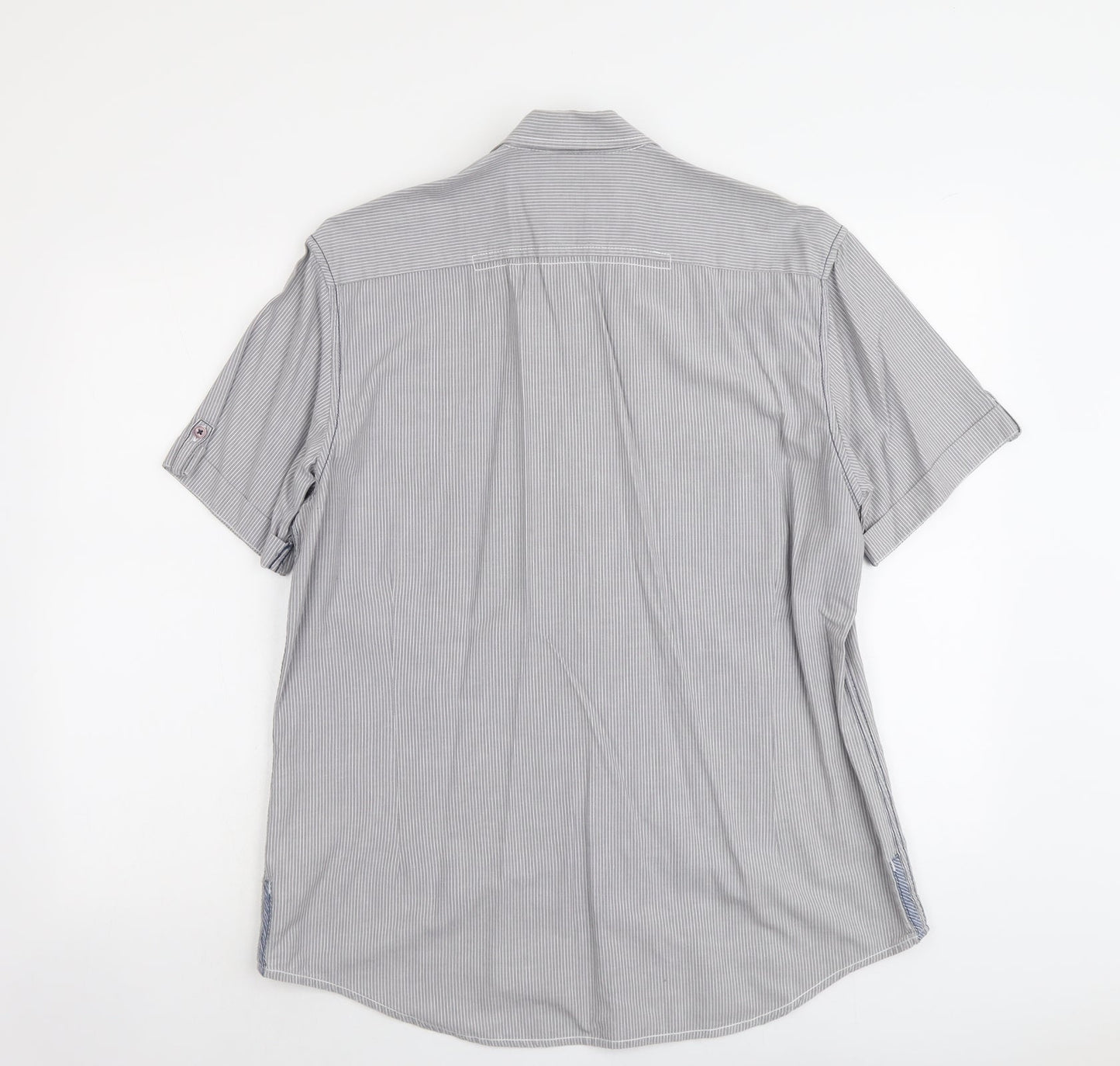 Mens UK Size L Burton Grey  Button-Up Short Sleeve Casual Shirt