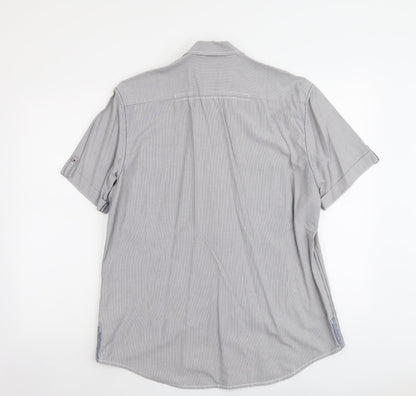 Mens UK Size L Burton Grey  Button-Up Short Sleeve Casual Shirt
