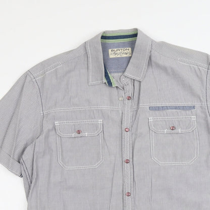 Mens UK Size L Burton Grey  Button-Up Short Sleeve Casual Shirt