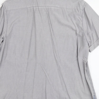 Mens UK Size L Burton Grey  Button-Up Short Sleeve Casual Shirt