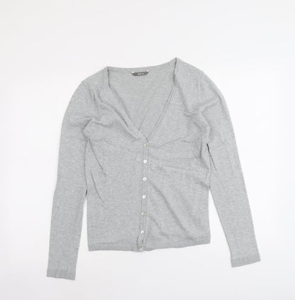 HEMA Womens Grey V-Neck Cotton Cardigan Jumper Size M