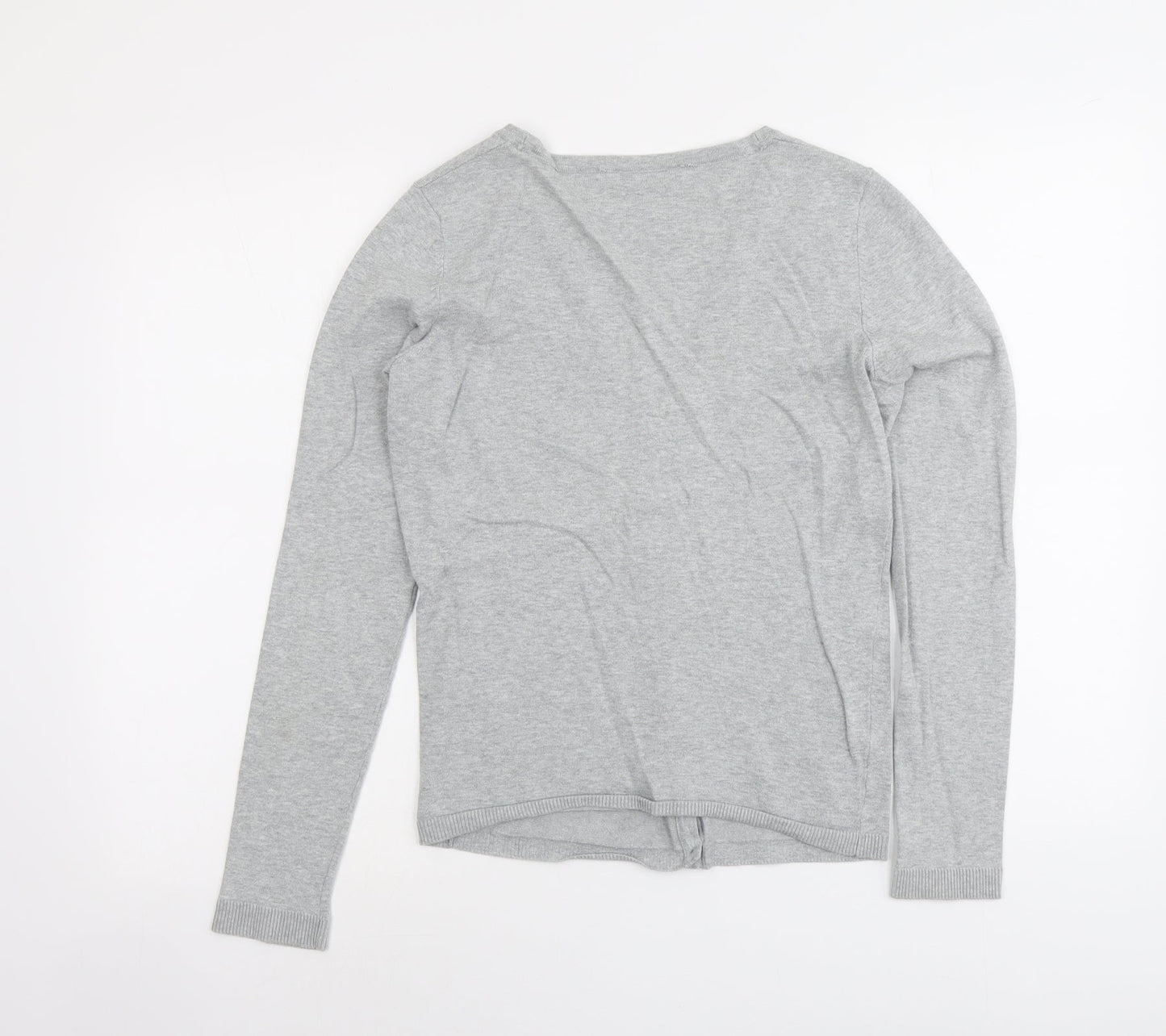 HEMA Womens Grey V-Neck Cotton Cardigan Jumper Size M