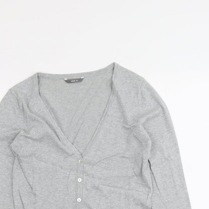 HEMA Womens Grey V-Neck Cotton Cardigan Jumper Size M