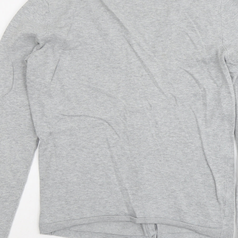 HEMA Womens Grey V-Neck Cotton Cardigan Jumper Size M