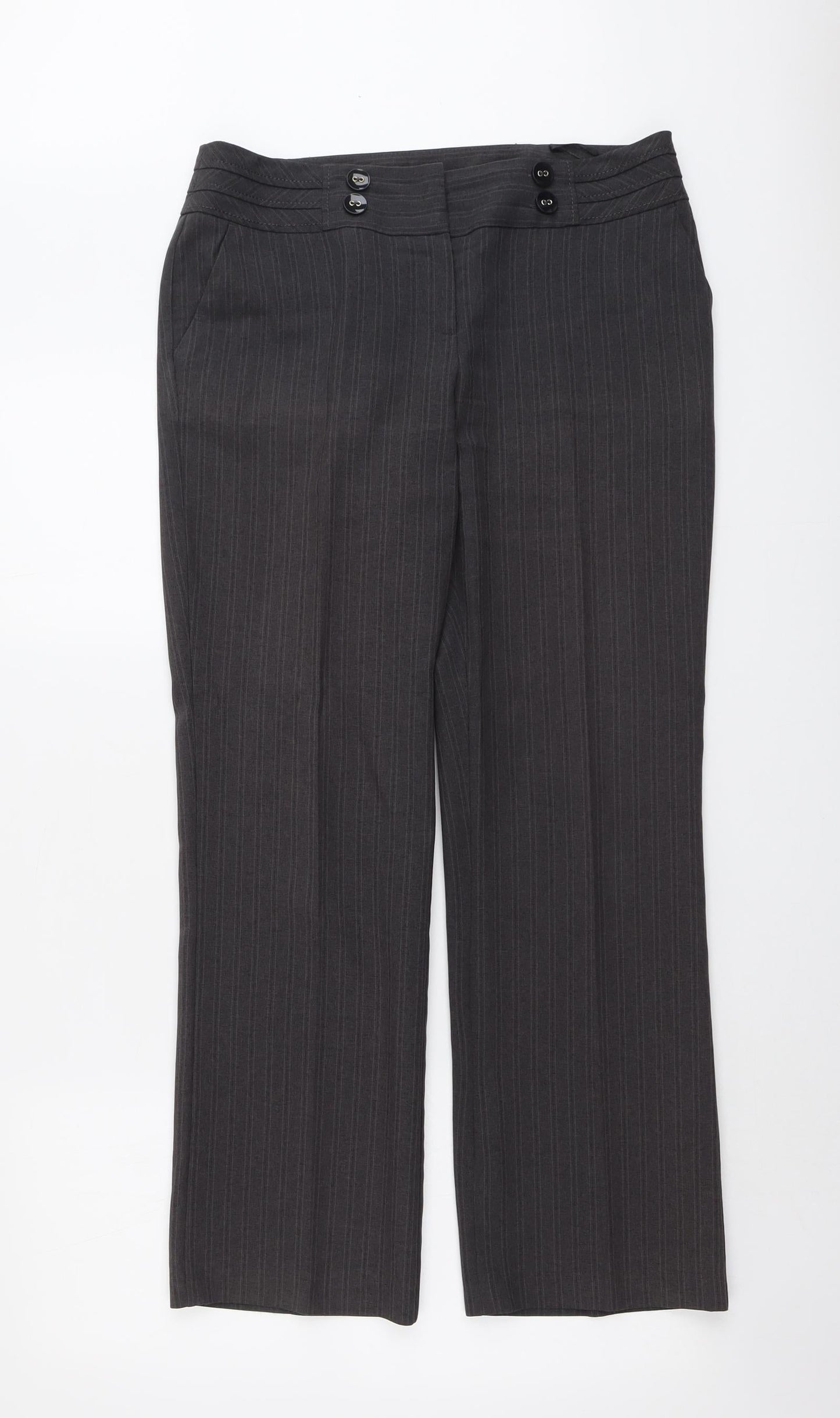 Womens UK Size 12 BHS Regular Fit Dress Pants Grey Trousers