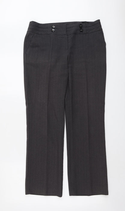 Womens UK Size 12 BHS Regular Fit Dress Pants Grey Trousers