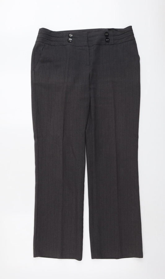 Womens UK Size 12 BHS Regular Fit Dress Pants Grey Trousers