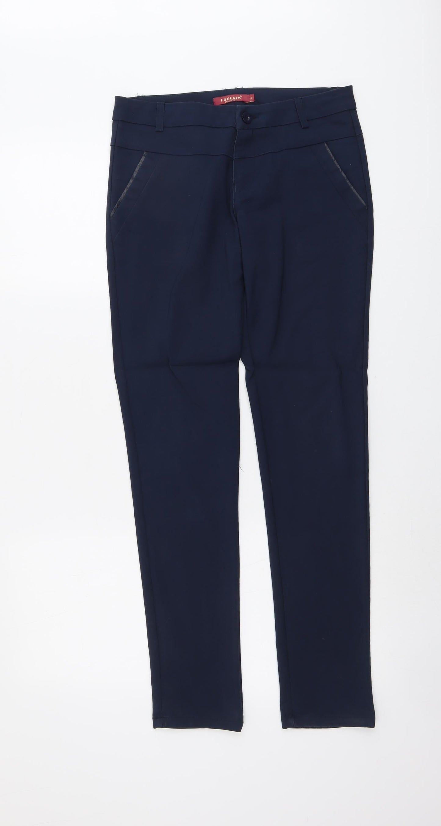 Fressia Womens Blue Cotton Chino Trousers Size S L29 in Regular Button