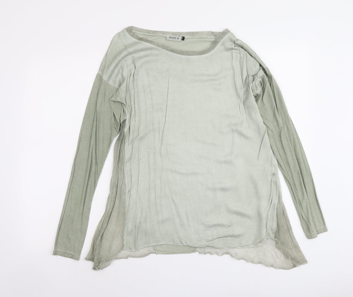 Suzy D Womens Green Polyester Basic Blouse Size S Round Neck