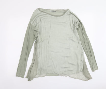 Suzy D Womens Green Polyester Basic Blouse Size S Round Neck