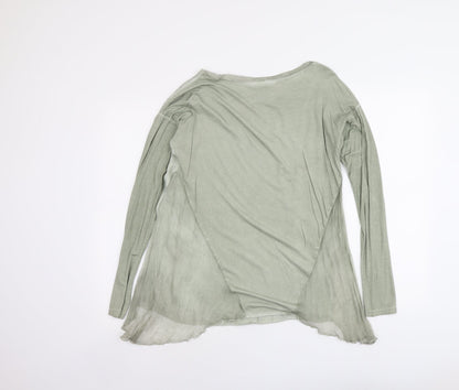 Suzy D Womens Green Polyester Basic Blouse Size S Round Neck