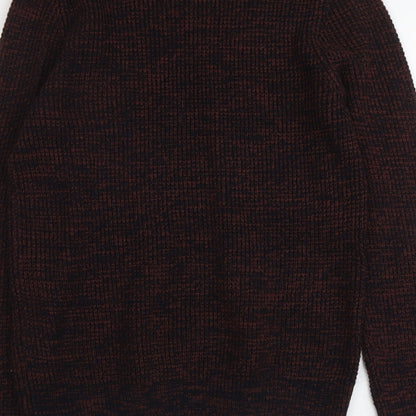 New Look Mens Red Round Neck Acrylic Pullover Jumper Size M Long Sleeve