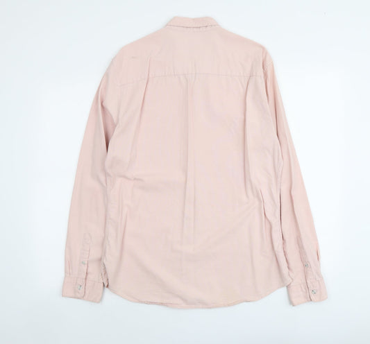Topman Mens Pink Cotton Button-Up Size XL Collared Button