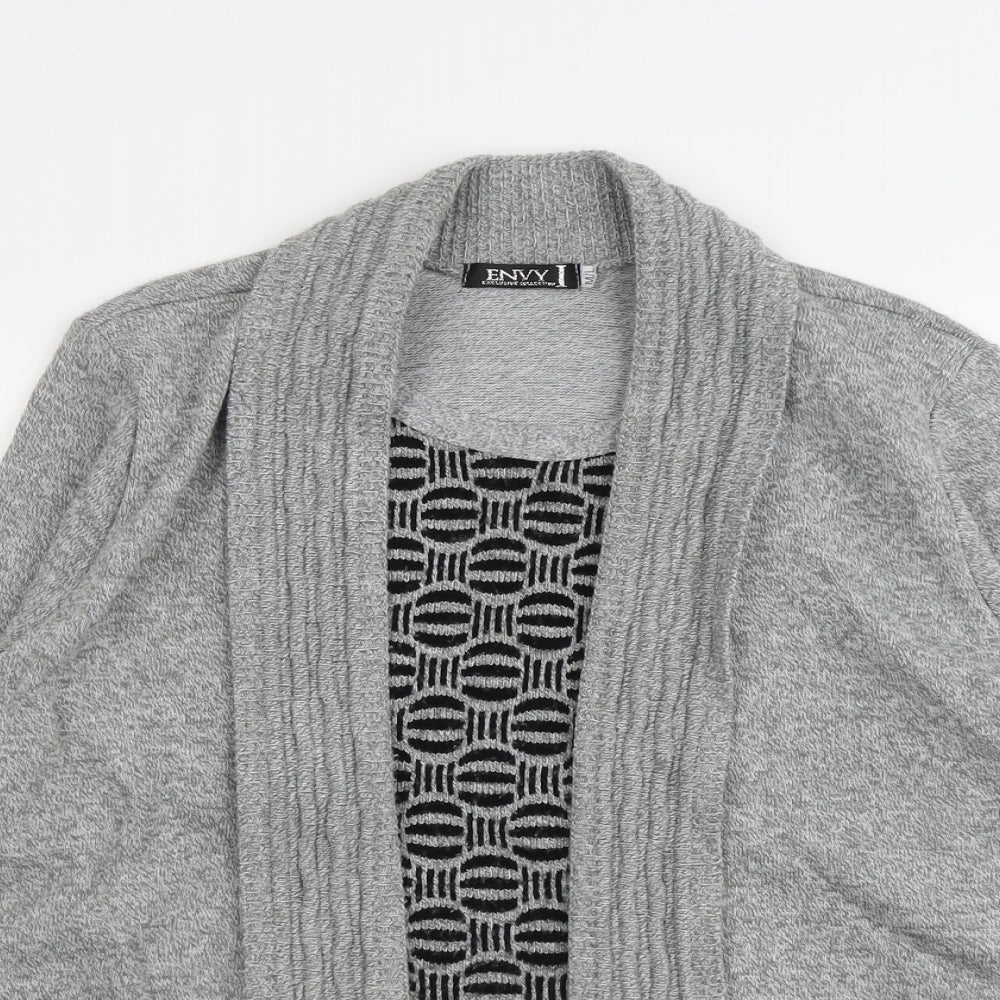 Envy Womens Grey Round Neck Geometric Acrylic Cardigan Jumper Size M - Twin Set