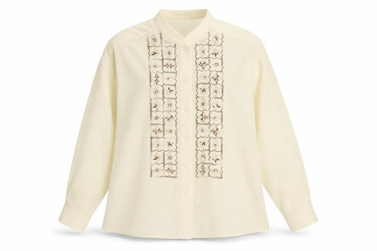 Windsmor Womens Ivory Geometric Polyester Basic Button-Up Size 16 V-Neck