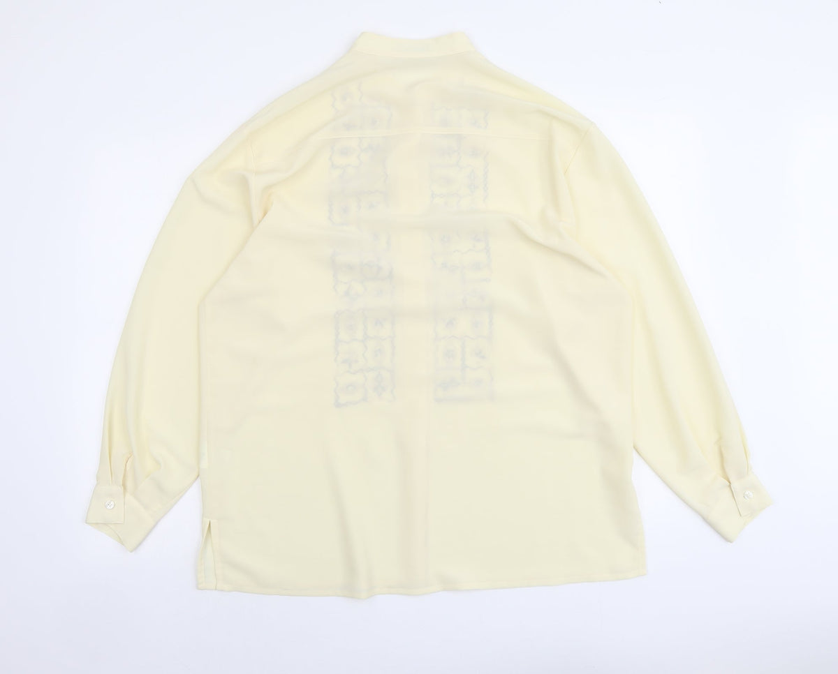 Windsmor Womens Ivory Geometric Polyester Basic Button-Up Size 16 V-Neck