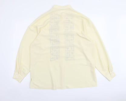 Windsmor Womens Ivory Geometric Polyester Basic Button-Up Size 16 V-Neck
