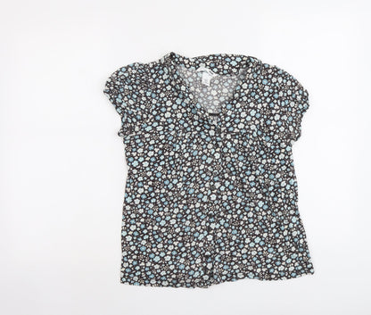 Womens UK Size M H&M Blue Basic Button-Up