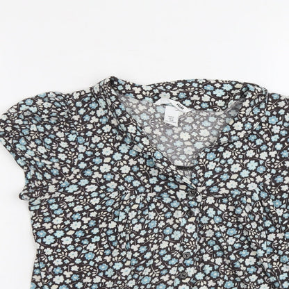 Womens UK Size M H&M Blue Basic Button-Up