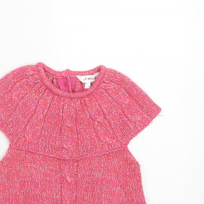 KidKanai Girls Pink Geometric Acrylic Jumper Dress Size 24 Months Round Neck Button
