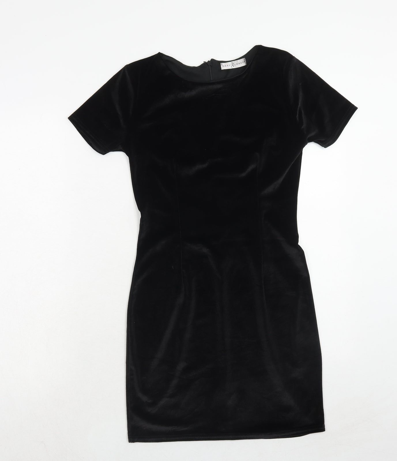 Rare London Womens Black Polyester A-Line Size 8 Round Neck Zip