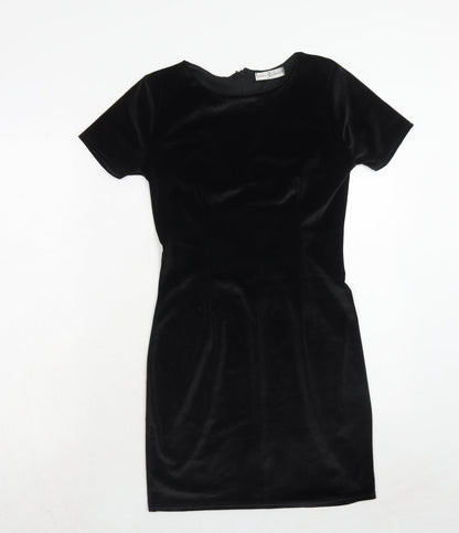 Rare London Womens Black Polyester A-Line Size 8 Round Neck Zip