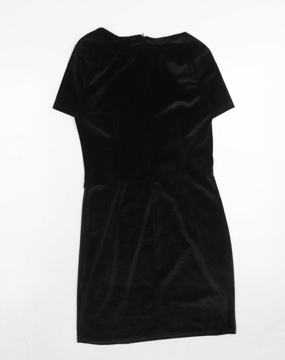 Rare London Womens Black Polyester A-Line Size 8 Round Neck Zip