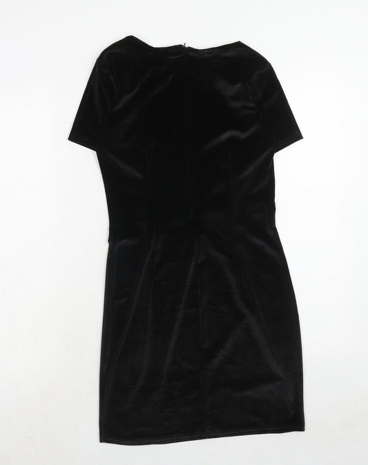 Rare London Womens Black Polyester A-Line Size 8 Round Neck Zip