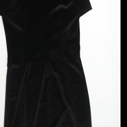 Rare London Womens Black Polyester A-Line Size 8 Round Neck Zip