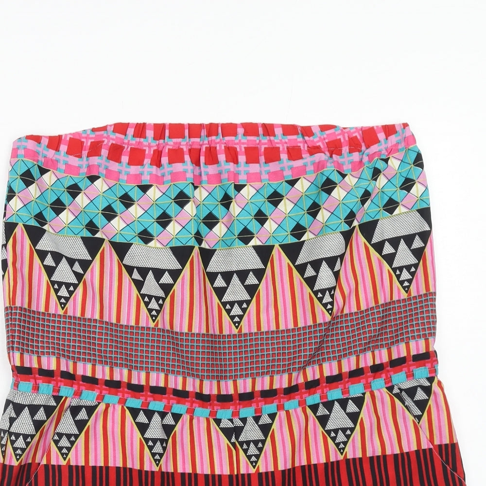 Topshop Womens Multicoloured Geometric Polyester Playsuit One-Piece Size M Pullover
