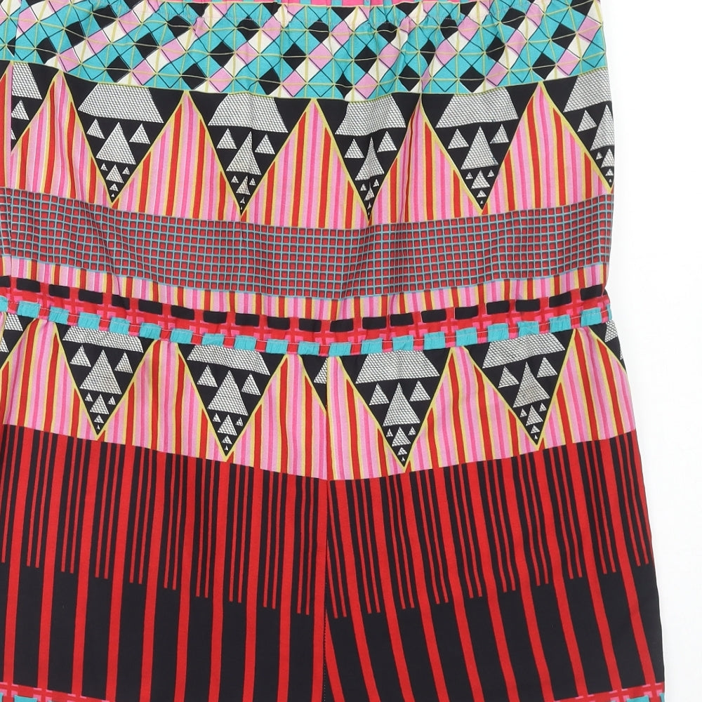 Topshop Womens Multicoloured Geometric Polyester Playsuit One-Piece Size M Pullover