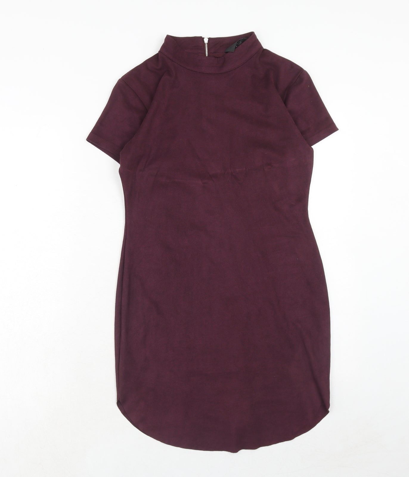 AX Paris Womens Purple Polyester A-Line Size 12 Round Neck Zip