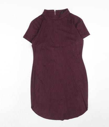 AX Paris Womens Purple Polyester A-Line Size 12 Round Neck Zip