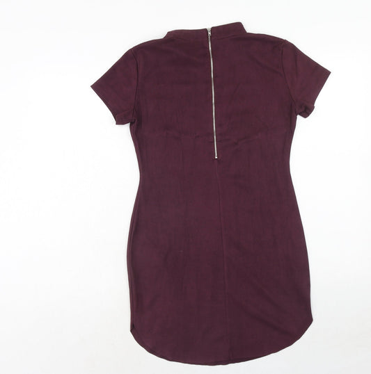 AX Paris Womens Purple Polyester A-Line Size 12 Round Neck Zip