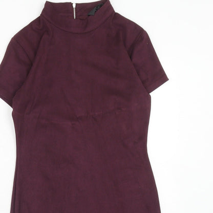 AX Paris Womens Purple Polyester A-Line Size 12 Round Neck Zip
